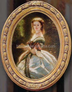 Pintura al óleo de retrato enmarcado de madera de hoja de oro antigua, imagen de decoración de montaje en pared - Product Image 3