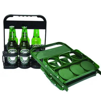 البلاستيك 6 حزمة البيرة زجاجة حامل زجاجات قصير ، مخصص شعار البيرة زجاجة تخزين الرف