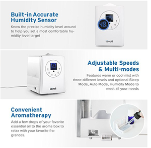 <span class=keywords><strong>LEVOIT</strong></span>-<span class=keywords><strong>humidificador</strong></span> <span class=keywords><strong>ultrasónico</strong></span> de 6L, vaporizador con control remoto y humedad, vaporizador para dormitorio y bebés - Product Image 6