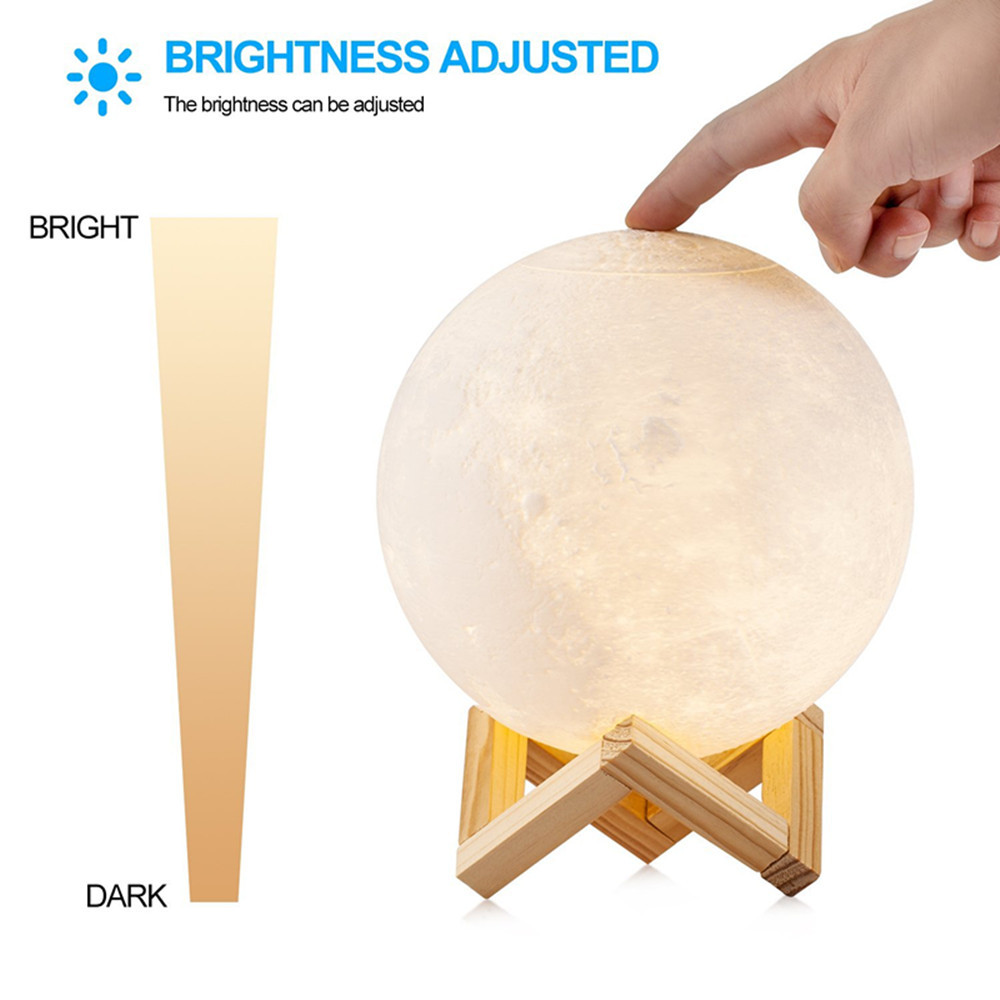 LED noche luz 3D impresión Lunar, cálido y blanco frío Dimmable Touch Control