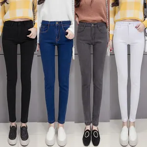 Bán Sỉ Trực Tiếp Nhà Máy Skinny Stretch Phụ Nữ Bán Hot Eo Cao Cơ Bản Denim Jeans Quần