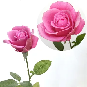Rosa artificial de tacto Real, flores artificiales de seda de 6 colores, venta al por mayor