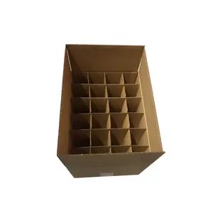 Strong brown kraft 24 bottles corrugated cardboard packaging beer wine box with dividers