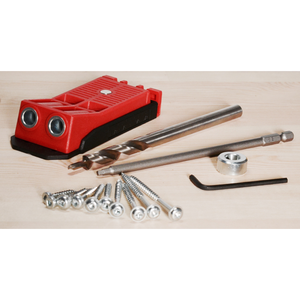 Woodfox 2018 Mini Kit de herramientas manuales Juego de brocas de bolsillo con plantilla de dos orificios Abrazadera de acero C Ajuste de profundidad ajustable para madera - Product Image 1