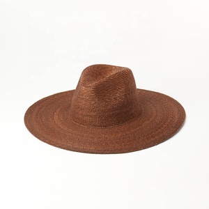 Precious Luxury Custom High Quality Fine Straw Braid Wide Brim <strong>Trilby</strong> Fedora <strong>Hat</strong> for Woman <strong>Lady</strong> Men UV Sun - Product Image 2
