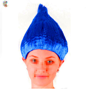 Disfraz de fantasía para fiesta de adultos, <span class=keywords><strong>Peluca</strong></span> de trol sintética de Color azul, barata, HPC-2522 - Product Image 1