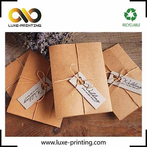 Recepción invitación fecha atar embalaje tarjetas textura especial sobre papel de arte con la naturaleza Kraft marrón color - Product Image 1