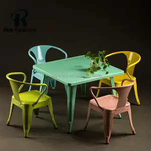 Giá tốt nhất giá rẻ durable colorful ăn rèn sắt kim loại công nghiệp vintage cổ cafe bistro nhà hàng bàn và ghế