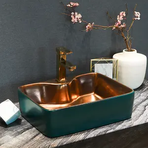 Jingdezhen beliebte metall glasur künstlerische keramik rechteckigen wc bad waschen becken für hotel