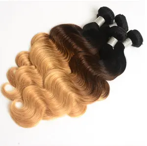 Ombre Colored Peruvian Hair Weave 1b 4 27 Blonde Ombre Virgin Human Hair Malaysian Indian Brazilian body wave Virgin hair