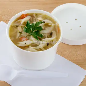 डिस्पोजेबल क्राफ्ट/सफेद कागज कप गर्म सूप कटोरे दूर ले कागज खाद्य कंटेनर