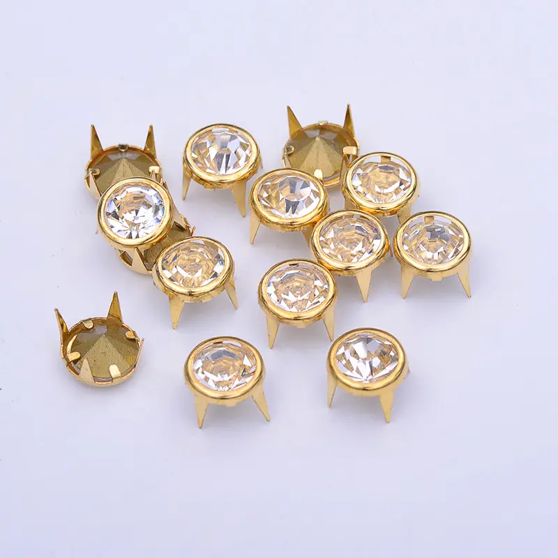 10mm oro de diamantes de imitación de remache decoración remache Metal pendientes clavos para ropa de cuero zapatos manualidades DIY
