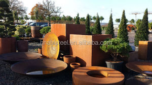 Brasero d'extérieur en bois et gaz en acier Corten rouillé / Bol à feu en Corten - Product Image 3