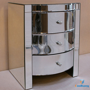 Elegant Mirrored Glass <strong>3</strong> Soft Close Chest <strong>Drawer</strong> <strong>Bedside</strong> Curved Mirror <strong>Bedside</strong> <strong>Table</strong> - Product Image 4