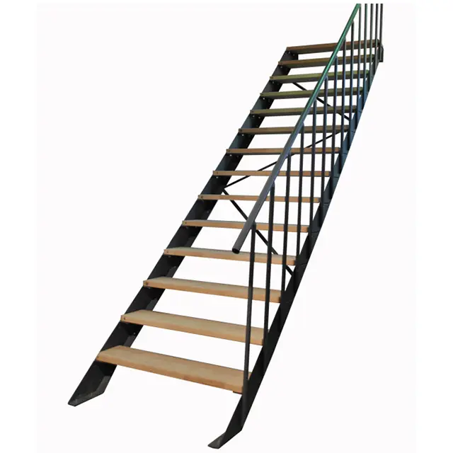 Escalera de madera de acero para espacios pequeños