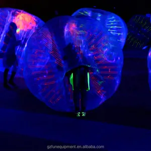 Factory adult 1.35m diameter 0.7mm TPU bubble ball glow in the dark ropes bubbles soccer inflatable bubble bumper ball