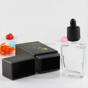 Neue Art 1/2 Unze weiße rechteckige Glasflasche 30ml quadratische Glas-Tropf flasche mit Geschenkbox-Verpackung