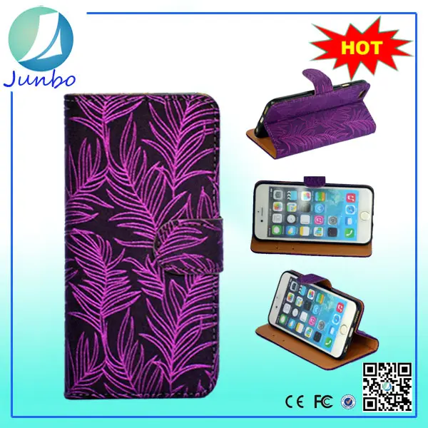 Moda Modello di Colore Viola Cassa di Cuoio Del Raccoglitore per il iphone 6/6 s Made in China