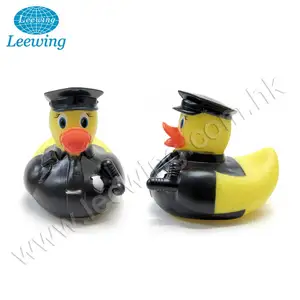 Pato de goma amarillo de la policía, juguete de baño personalizado OEM, regalo promocional