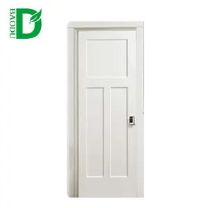 6 Panel Solid Core White Primer MDF HDF Küche Innen tür geformte Holztüren für Häuser Interieur