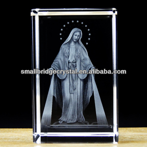 Piccolo ponte personalizzazione all'ingrosso <span class=keywords><strong>divinità</strong></span> 3d incisione Laser religione artigianato di cristallo nuovo Design Premium cubo di cristallo - Product Image 2