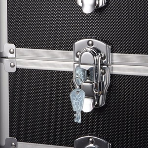 Chuyên Nghiệp Cổ Điển Và Hiện Đại 4-Trong-1 Công Suất Lớn Trường Hợp Trang Điểm Nhôm Màu Đen Xe Đẩy Với Mở Đóng Cửa Và Đá Mô Hình - Product Image 5