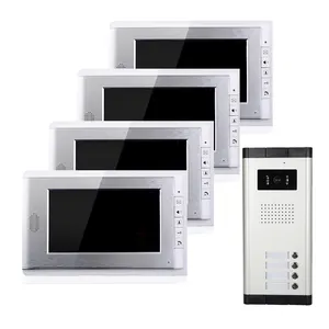 XSL-V70C-520-1V4 wired video deurtelefoon met 7 inch hoge resolutie en infrarood nachtzicht 4 knoppen voor 4 appartementen