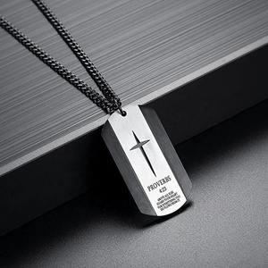 In Acciaio Inox Bible Verse Proverbi 4:23 Croce Dog Tag Pendente Della Collana per Gli Uomini - Product Image 6