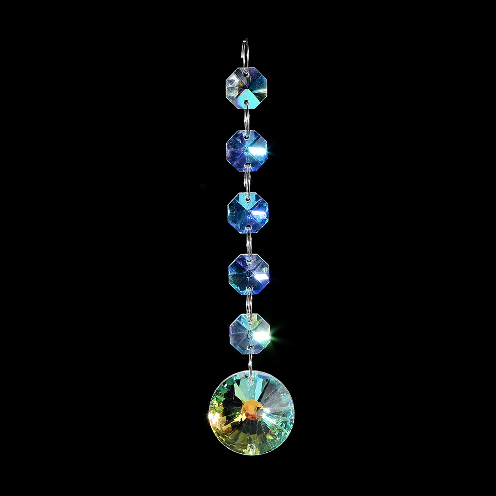 Factory direct colorful round chandelier pendant lighting glass octagon bead chain for wedding