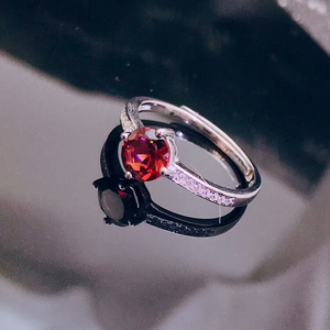 Venta al por mayor Granato <span class=keywords><strong>Granate</strong></span> Zircon nueva moda Vintage rojo <span class=keywords><strong>granate</strong></span> 925 anillo de piedra de plata para mujeres para boda y fiesta - Product Image 3