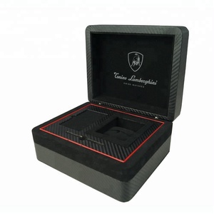 Wholesale customize logo carbon fiber Limited-Edition wooden watch box for wristwatch and warrtycard