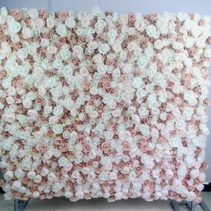SPR免费送货3D玫瑰花墙板婚礼场合背景桌面转轮人造花