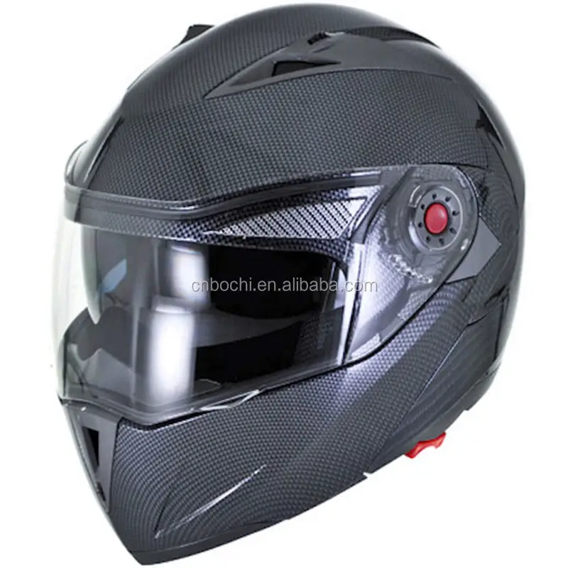 Neue Motorrad Helm Kohlefaser Modulare Flip Up Dual Visier M L XL Schwarz