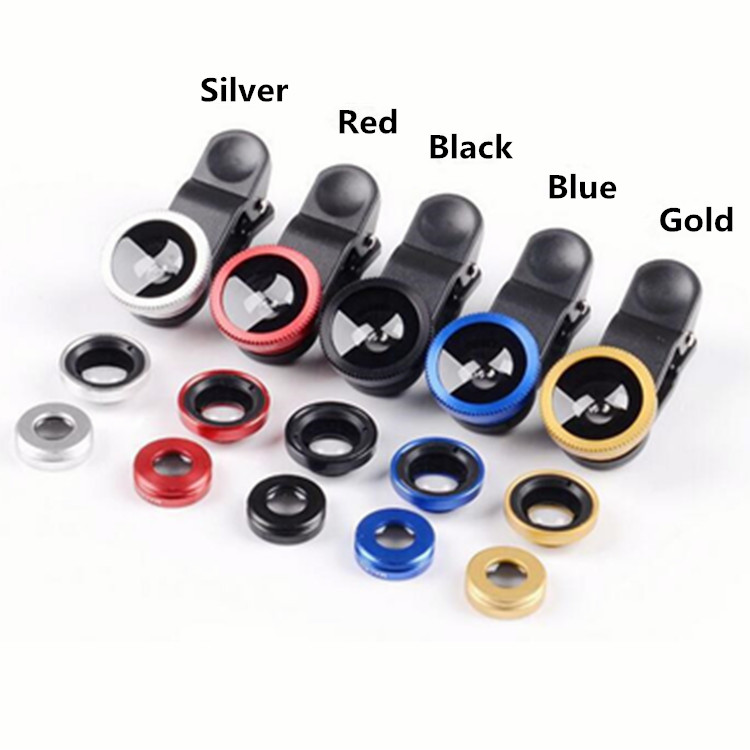 Универсальный зажим 3 в 1, объектив для камеры мобильного телефона «рыбий глаз», макрообъектив, широкоугольный объектив