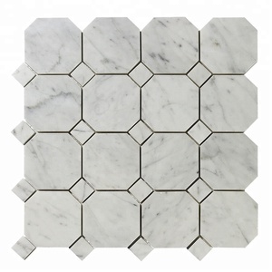 Carrelage de mosaïque en marbre gris et blanc, vintage, décoration sol et mur du millénaire, nouveau design, carreaux de mosaïque en marbre poli - Product Image 4