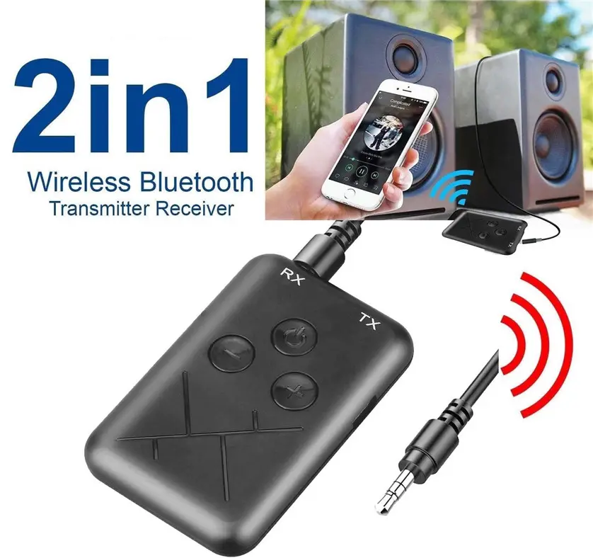 Evrensel 2 in 1 kablosuz Bluetooth 5.0 alıcı verici A2DP ses TV PC için 3.5MM AUX Stereo adaptörü hoparlör