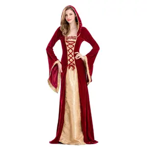 Gaun Cosplay Wanita, Kostum Halloween Dewasa, Kostum Berkendara Tudung Merah Kecil