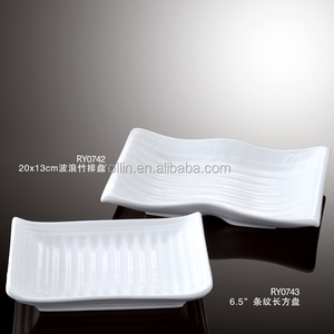 Hotel & Restaurant buffet del banquete de boda placa balsa de bambú forma rectángulo grueso crockey blanco plato de porcelana - Product Image 1