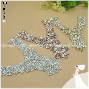 Fancy Rhinestone Cổ Áo Bạc Và Vàng Ngọc Trai Pha Lê Đính Cho Đường Viền Cổ Áo