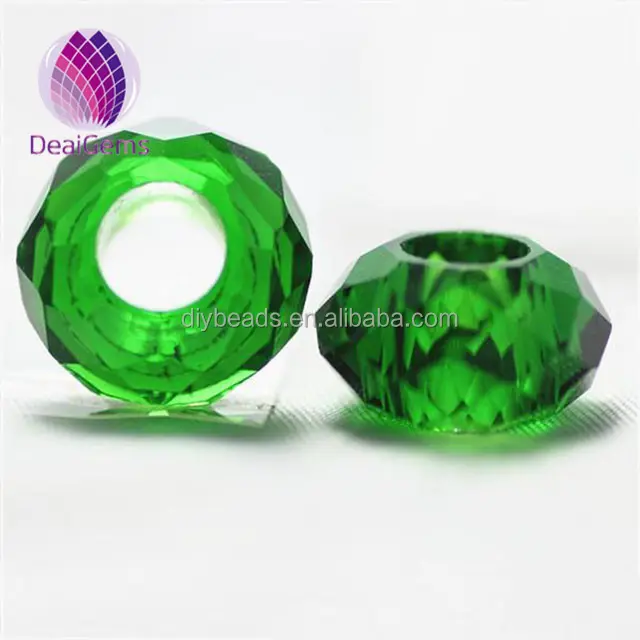 8*14 мм зеленые граненые круглые стеклянные бусины с большим отверстием без втулок