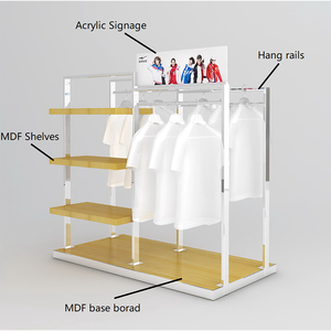 Ekran standı giysi rafı T Shirt, askı kot perakende giyim mağazası standı raf altın ekran - Product Image 5