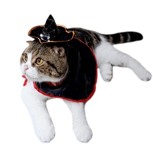 Haustier <span class=keywords><strong>Halloween</strong></span>-Bekleidung Anzug Hundebekleidung mit Hut Cosplay-Kostüm Katze Welpe Feiertags-Zauberer-Set Kleidung - Product Image 3