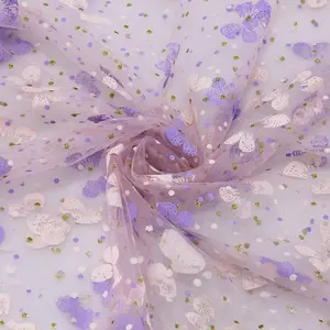 Dentelle Organza et Tulle, nœud de nœud papillon violet à paillettes dorées, taille 19x59 pouces