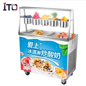 Stainless Steel Philippines Double Flat Pan Rolled Fried Ice Cream Roll Machine for Australia