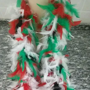 Wholesale cheap high quality four mix colour turkey chandelle feathers boa for wedding carnival decoration