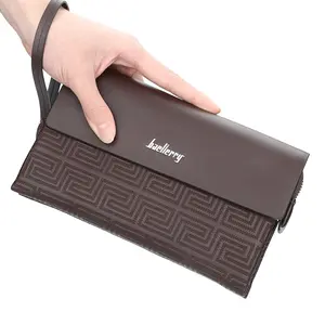 Baellerry 2019 New Style Large capacity Multi-function Leather Clutch Wallet For Men With Handle Strap,Male Long Cell Phone Bag