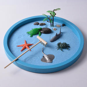 Vente en gros d'usine de jardins zen avec plateau rond et accessoires d'animaux marins, mini kit de jardin zen avec panneau pour bureau - Product Image 6