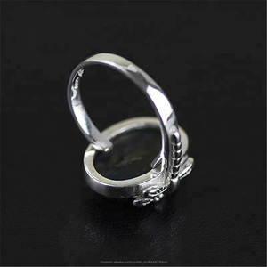 Libélula de plata ágata Natural anillo de Piedra Negro - Product Image 3