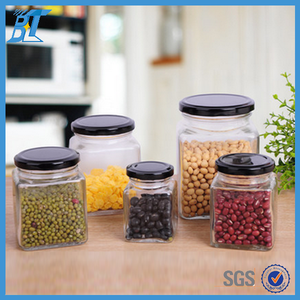 Jar tái chế vuông vuông vuông thủy tinh nhà bếp thực phẩm miễn phí hình vuông mật ong Jar - Product Image 3