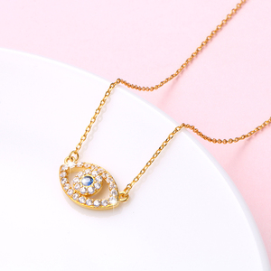 Collar con colgante de plata de ley 925 <span class=keywords><strong>hamsa</strong></span> evil eye blanco azul CZ - Product Image 1